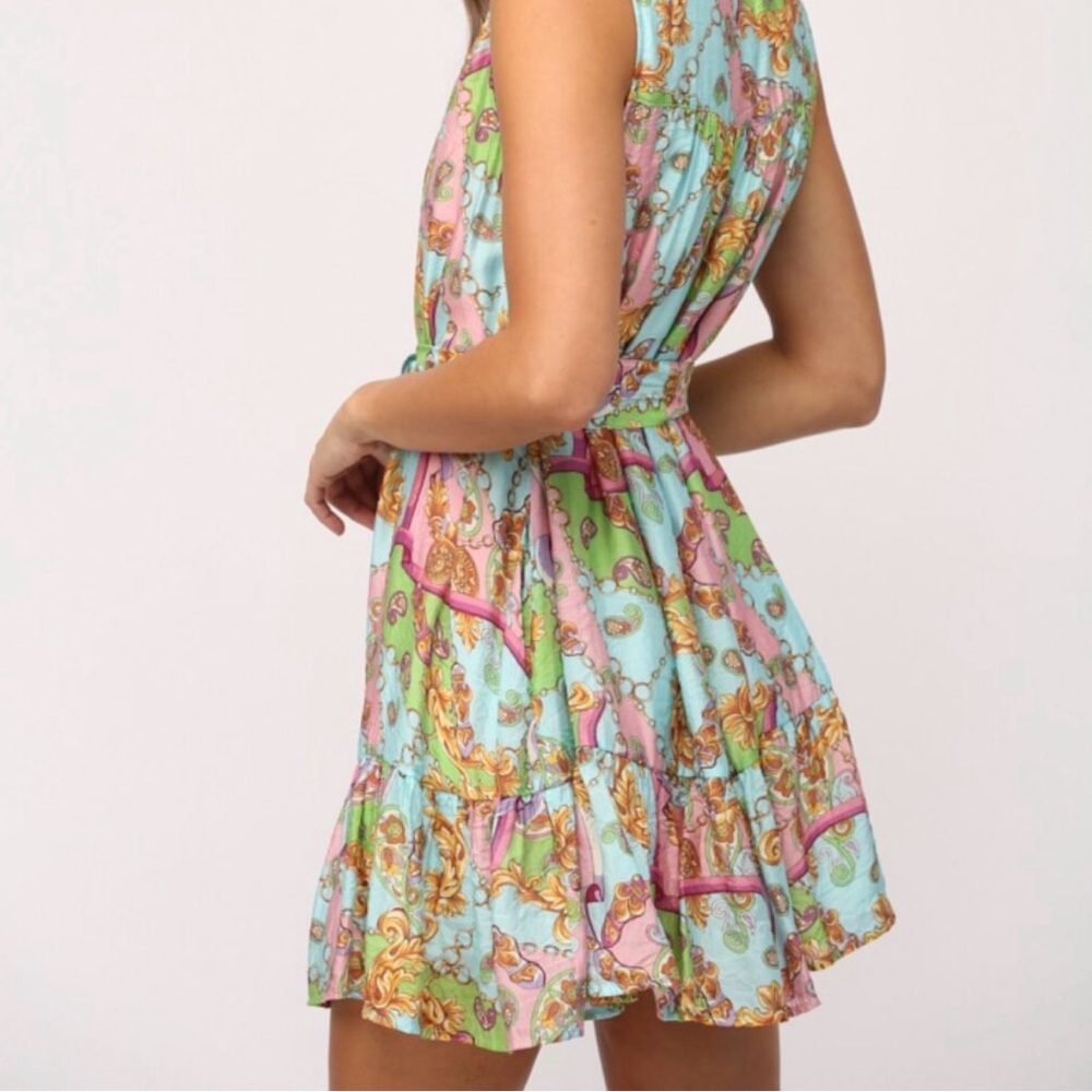 Fate Medium Chic Destiny Multi Colored Chain Print Sleeveless Dress - Picture 7 of 7